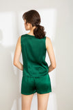 100% Mulberry Silk Pajama Set - Tank and Shorts - Emerald