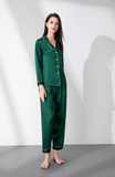 19mm Women 100% Mulberry Long Sleeve Silk Pajama Set - 4 Colors Black, Pink, Navy Blue, Emerald
