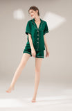 LEPTON 100% 19mm Short Sleeve Mulberry Silk Pajama Set - Emerald