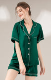 LEPTON 100% 19mm Short Sleeve Mulberry Silk Pajama Set - Emerald