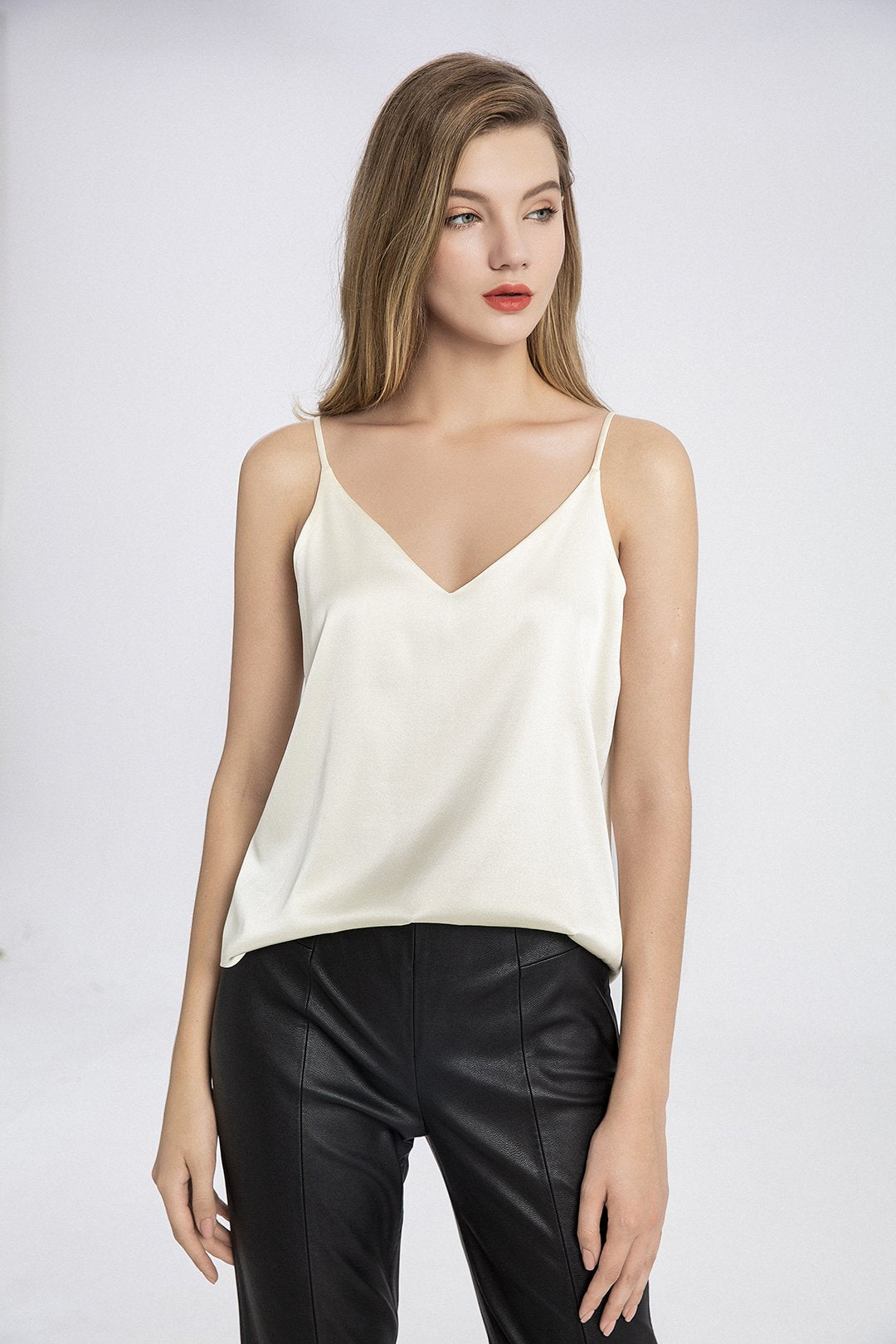 100% Double Layer Mulberry Silk Cami Top with Gift Box- Ivory – Lepton Silk