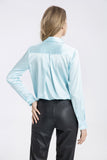 100% Mulberry Silk Blouse with Gift Box-Light Blue