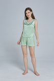100% Mulberry Silk Pajama Set - Tank and Shorts - Mint Green