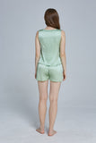 100% Mulberry Silk Pajama Set - Tank and Shorts - Mint Green