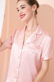 LEPTON 100% 19mm Short Sleeve Mulberry Silk Pajama Set - Pink (Please Order a Big Size)