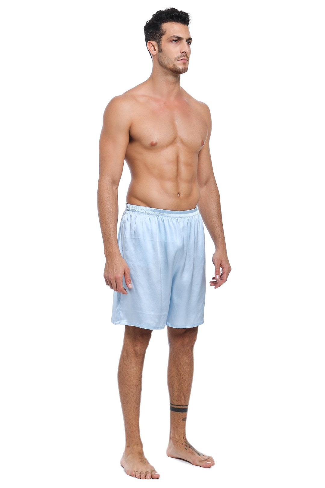 100% Mulberry Silk Boxer Shorts for Men - Light Blue – Lepton Silk