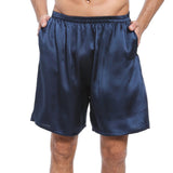 100% Mulberry Silk Boxer Shorts for Men - Peacock Blue