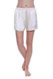 Womens 100% Mulberry Silk Shorts - Ivory