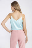 100% Double Layer Mulberry Silk Cami Top with Gift Box- Light Blue