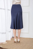 100% Mulberry Silk Skirt - Navy Blue
