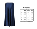 100% Mulberry Silk Skirt - Navy Blue
