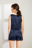 100% Mulberry Silk Tank (Tank only, Shorts not included) - Navy Blue