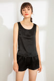 100% Mulberry Silk Tank (Tank only, Shorts not included) - Black