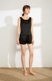 100% Mulberry Silk Tank (Tank only, Shorts not included) - Black