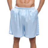100% Mulberry Silk Boxer Shorts for Men - Light Blue